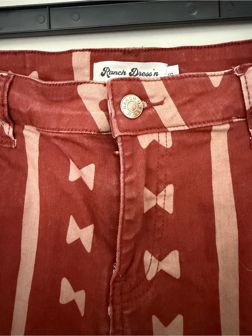 Patterned Rust Red Flared Jeans - Picture 2 of 5